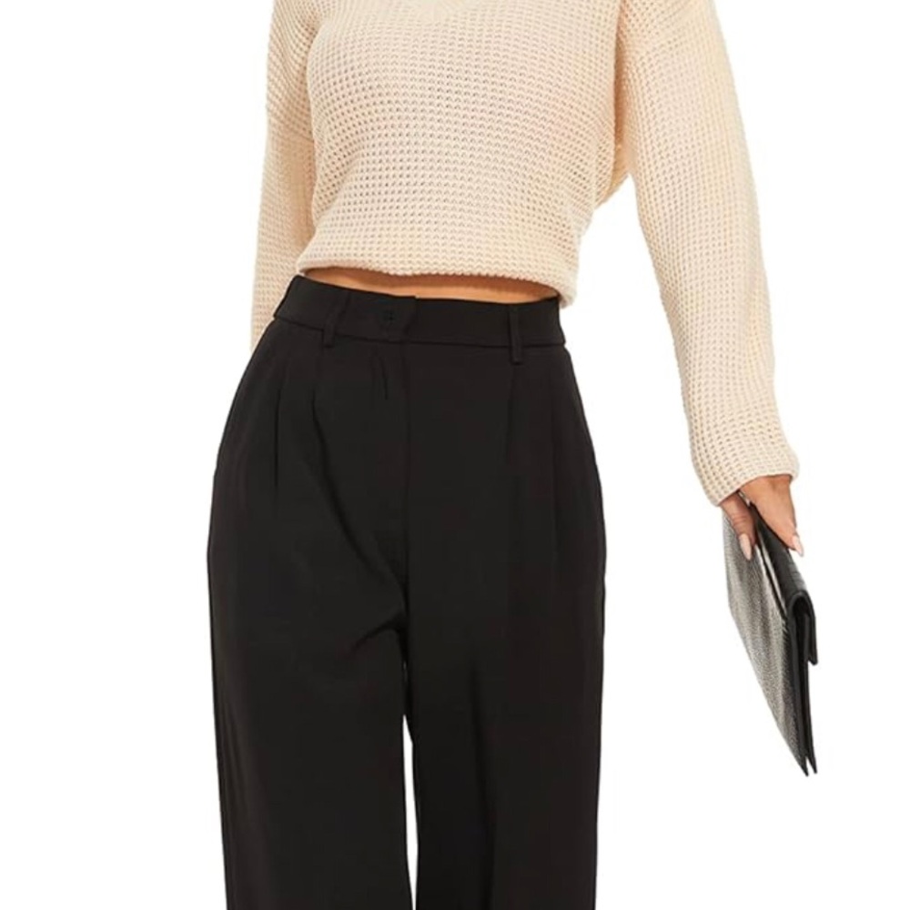 FUNYYZO Wide Leg Pants Women's High Elastic Waisted